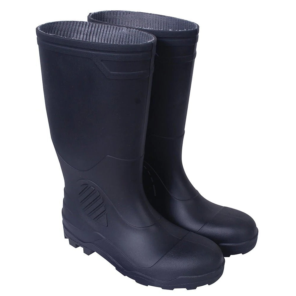 Bota de Seguridad PVC Caña Alta Negra sin Puntera